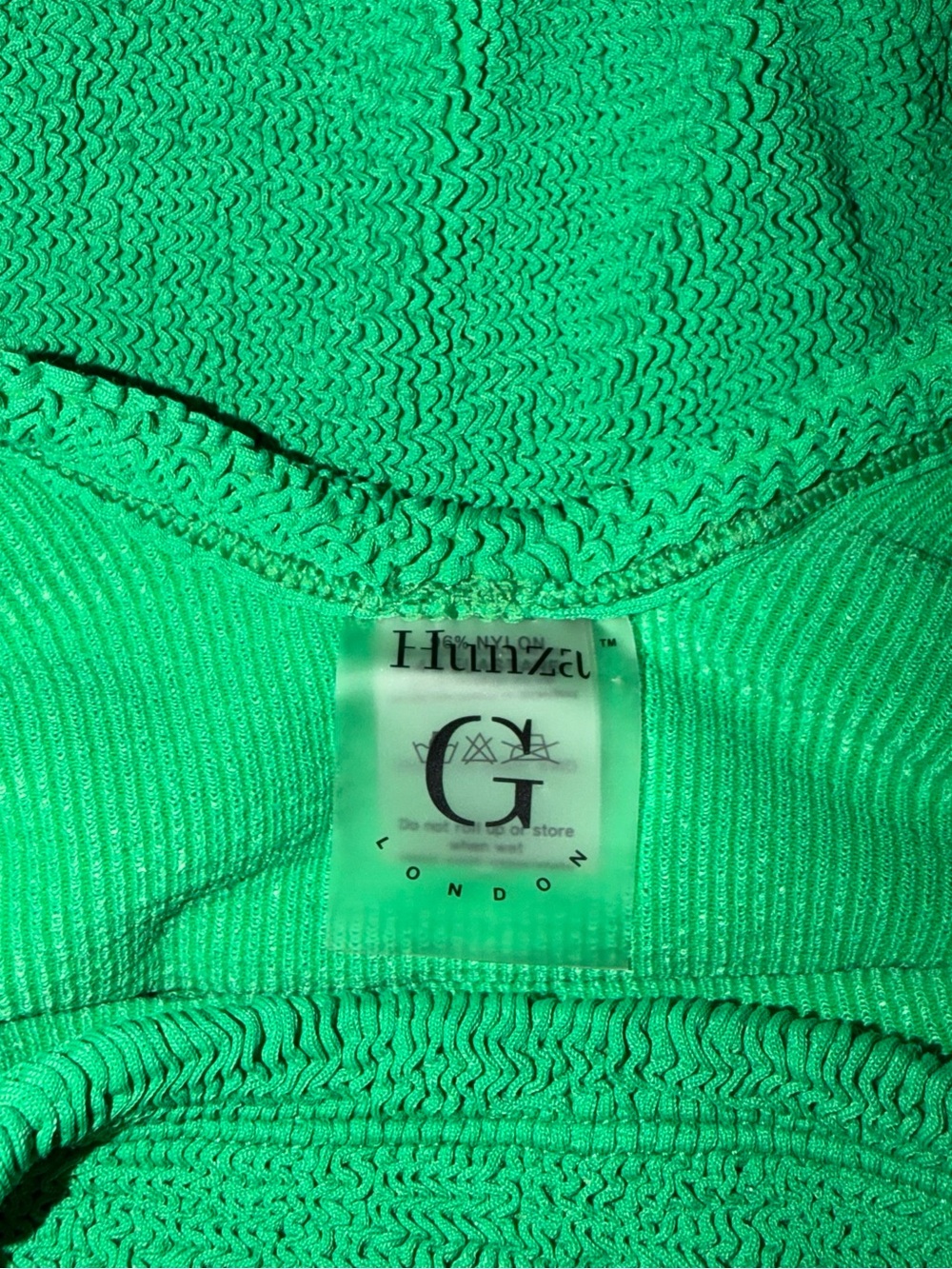 New Hunza G Swimsuit Green Crinkle NEW Classic Square Neck One Piece Emerald - Picture 3 of 8